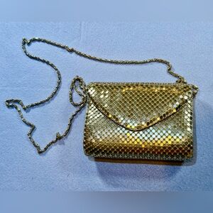 Y&S Handbags Gold Mesh Clutch with Chain Strap